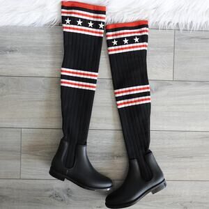 Givenchy Boots Thigh High Black Rubber Striped Sock